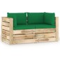 Divano da Giardino 2 Posti con Cuscini Legno Impregnato Verde Divano da Giardino 2 Posti con Cuscini Legno Impregnato Verde