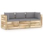 Divano da Giardino 3 Posti con Cuscini Legno Impregnato Verde Divano da Giardino 3 Posti con Cuscini Legno Impregnato Verde