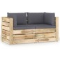 Divano da Giardino 2 Posti con Cuscini Legno Impregnato Verde Divano da Giardino 2 Posti con Cuscini Legno Impregnato Verde