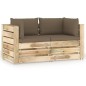 Divano da Giardino 2 Posti con Cuscini Legno Impregnato Verde Divano da Giardino 2 Posti con Cuscini Legno Impregnato Verde