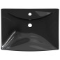 Lavabo Nero Ceramica Lusso Rettangolare Foro Trabocco Foro Rubinetto