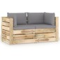 Divano da Giardino 2 Posti con Cuscini Legno Impregnato Verde