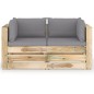 Divano da Giardino 2 Posti con Cuscini Legno Impregnato Verde