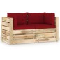 Divano da Giardino 2 Posti con Cuscini Legno Impregnato Verde