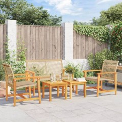vidaXL Set Salotto da Giardino 5 pz Beige in Polyrattan e Legno Acacia