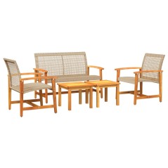 vidaXL Set Salotto da Giardino 5 pz Beige in Polyrattan e Legno Acacia