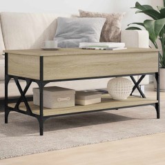 vidaXL Tavolino Salotto Rovere Sonoma 100x50x50 cm Multistrato Metallo