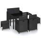 Set da Pranzo da Giardino 6 pz con Cuscini in Polyrattan Nero Set da Pranzo da Giardino 6 pz con Cuscini in Polyrattan Nero