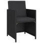 Set da Pranzo da Giardino 6 pz con Cuscini in Polyrattan Nero Set da Pranzo da Giardino 6 pz con Cuscini in Polyrattan Nero