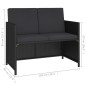 Set da Pranzo da Giardino 6 pz con Cuscini in Polyrattan Nero Set da Pranzo da Giardino 6 pz con Cuscini in Polyrattan Nero