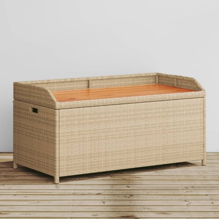vidaXL Panca Portaoggetti Beige Misto 100x50x52 cm Polyrattan e Acacia