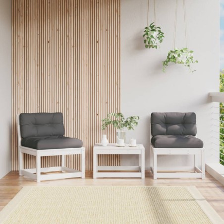 vidaXL Divani Giardino con Cuscini 2pz Legno Massello di Pino Bianco