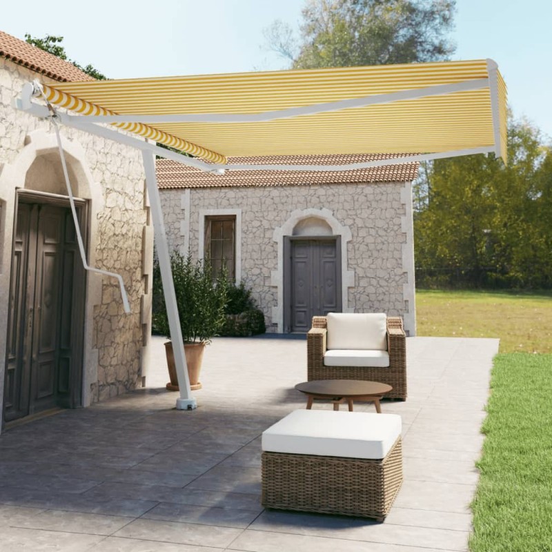 Tenda da Sole Autoportante Automatica 400x350 cm Gialla Bianca Tenda da Sole Autoportante Automatica 400x350 cm Gialla Bianca