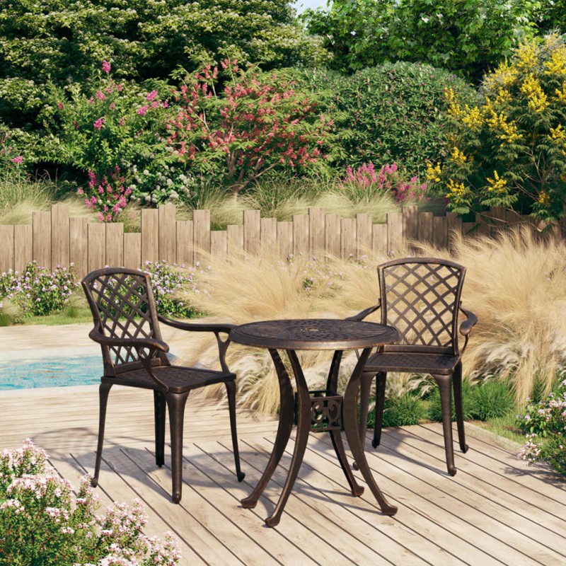 Set da Bistrot 3 pz in Alluminio Pressofuso Bronzo Set da Bistrot 3 pz in Alluminio Pressofuso Bronzo