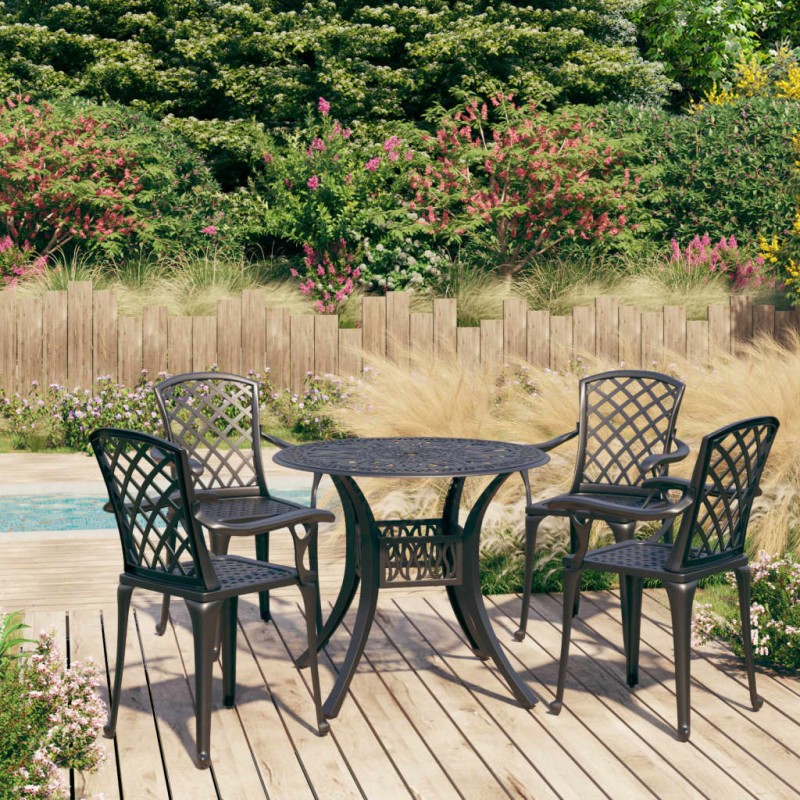 vidaXL Set da Bistrot 5 pz in Alluminio Pressofuso Nero vidaXL Set da Bistrot 5 pz in Alluminio Pressofuso Nero