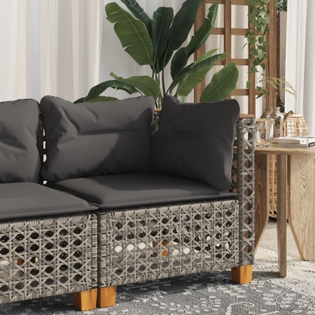 vidaXL Divano Angolare da Giardino con Cuscini Grigio in Polyrattan
