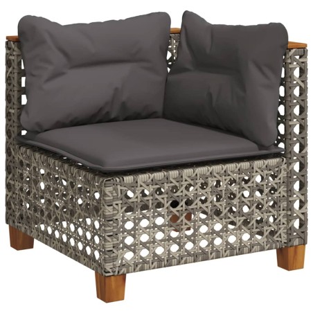 vidaXL Divano Angolare da Giardino con Cuscini Grigio in Polyrattan