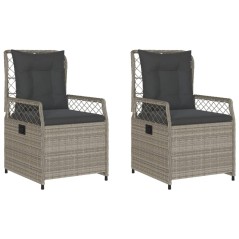 vidaXL Sedie da Giardino Reclinabili 2 pz Grigio Chiaro Polyrattan