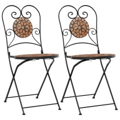 vidaXL Sedie da Bistrò Pieghevoli 2 pz Terracotta in Ceramica