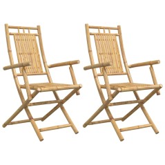 vidaXL Sedie da Giardino Pieghevoli 2 pz 53x66x99 cm in Bambù
