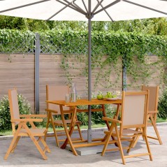 vidaXL Sedie Giardino Reclinabili 4pz Tortora Tessuto e Legno Massello
