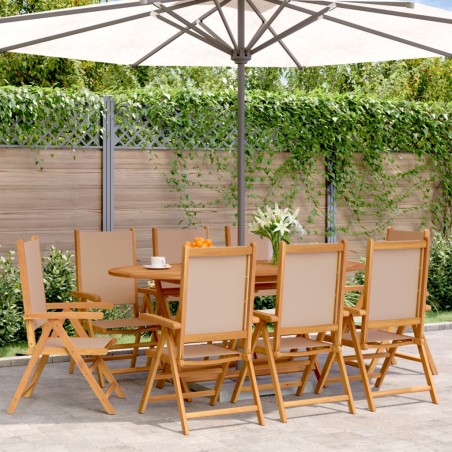 vidaXL Sedie Giardino Reclinabili 8pz Tortora Tessuto e Legno Massello