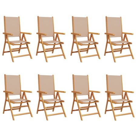 vidaXL Sedie Giardino Reclinabili 8pz Tortora Tessuto e Legno Massello