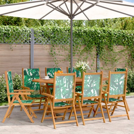vidaXL Sedie Giardino Reclinabili 8 pz VerdiTessuto e Legno Massello
