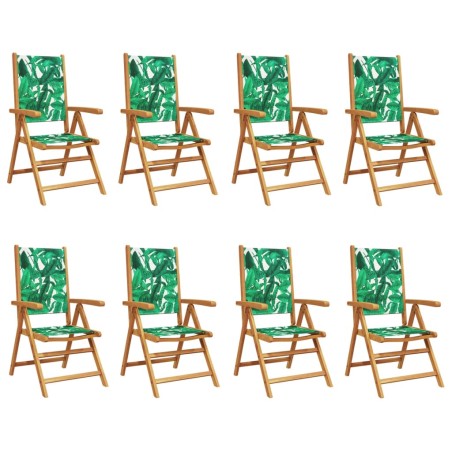 vidaXL Sedie Giardino Reclinabili 8 pz VerdiTessuto e Legno Massello