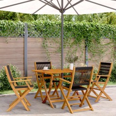 vidaXL Sedie da Giardino Pieghevoli 4pz Nere Legno Massello di Acacia