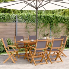 vidaXL Sedie Giardino Pieghevoli 6pz Antracite Tessuto Legno Massello