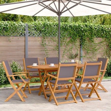 vidaXL Sedie Giardino Pieghevoli 6pz Antracite Tessuto Legno Massello
