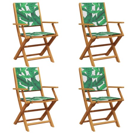 vidaXL Sedie da Giardino Pieghevoli 4pz Verde Tessuto e Legno Massello