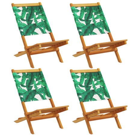 vidaXL Sedie da Giardino Pieghevoli 4pz Verde Tessuto e Legno Massello