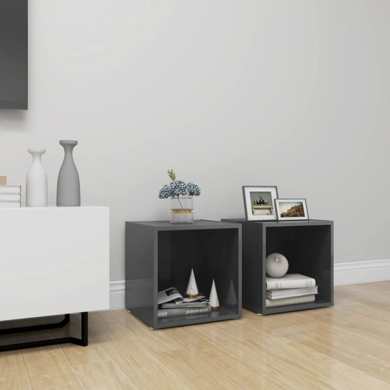 Mobile Porta TV 2 pz Grigio Lucido 37x35x37 cm in Truciolato Mobile Porta TV 2 pz Grigio Lucido 37x35x37 cm in Truciolato