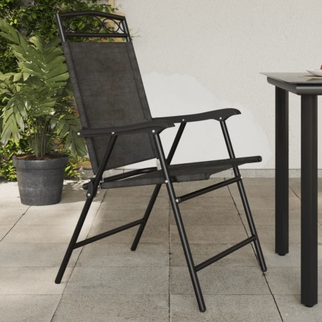 vidaXL Sedie da Giardino Pieghevoli 2 pz in Acciaio Grigio e Textilene
