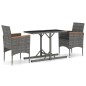 vidaXL Set Mobili da Pranzo per Giardino 3 pz Grigio