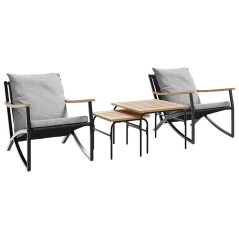 vidaXL Set Mobili da Balcone 4 pz con Cuscini Nero in Acciaio