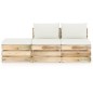 Set Divani da Giardino con Cuscini 3 pz Legno Impregnato Verde Set Divani da Giardino con Cuscini 3 pz Legno Impregnato Verde