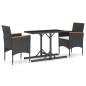Set Mobili da Pranzo per Giardino 3 pz Nero Set Mobili da Pranzo per Giardino 3 pz Nero