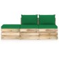 Set Salotto da Giardino 3 pz con Cuscini Legno Impregnato Verde Set Salotto da Giardino 3 pz con Cuscini Legno Impregnato Verde