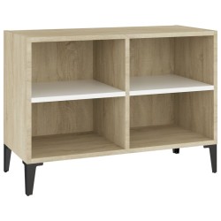 Mobile TV Gambe in Metallo Bianco e Rovere Sonoma 69,5x30x50 cm