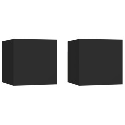 Armadietti a Parete per TV 2 pz Neri 30,5x30x30 cm