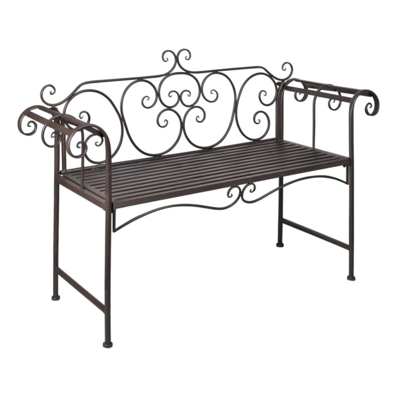 Panchina da Giardino 132 cm in Acciaio Stile Anticato Marrone Panchina da Giardino 132 cm in Acciaio Stile Anticato Marrone