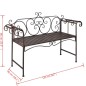 Panchina da Giardino 132 cm in Acciaio Stile Anticato Marrone Panchina da Giardino 132 cm in Acciaio Stile Anticato Marrone
