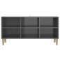 Mobile TV con Gambe in Legno Massello Grigio Lucido 103,5x30x50 cm Mobile TV con Gambe in Legno Massello Grigio Lucido 103,5x30x50 cm