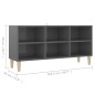 Mobile TV con Gambe in Legno Massello Grigio Lucido 103,5x30x50 cm Mobile TV con Gambe in Legno Massello Grigio Lucido 103,5x30x50 cm