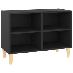vidaXL Mobile TV con Gambe in Legno Massello Nero 69,5x30x50 cm