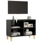 vidaXL Mobile TV con Gambe in Legno Massello Nero 69,5x30x50 cm vidaXL Mobile TV con Gambe in Legno Massello Nero 69,5x30x50 cm