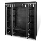 Armadio in Tessuto con Scomparti e Aste 45x150x176 cm Nero Armadio in Tessuto con Scomparti e Aste 45x150x176 cm Nero